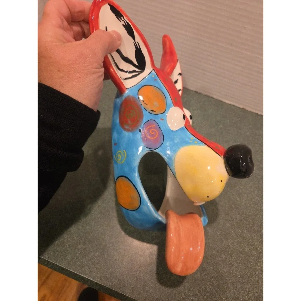 Dottie Dracos by Ganz Colorful Ceramic Dog Wall Hook Hanging Art Whimsy 9